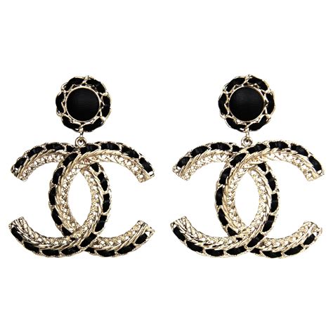 chanel black and gold baroque cc earrings|chanel earrings price list.